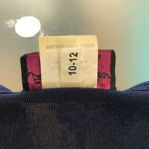 Vintage 80s 90s Navy Blue Floral Crop Top Size M Button Up Short Sleeve Shirt - Picture 6 of 6